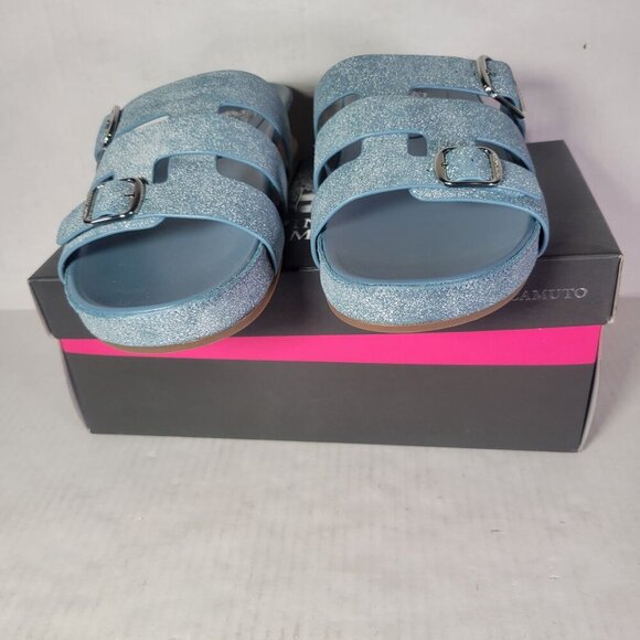 Vince Camuto Women Freoda Casual Beach Resort Glitter Blue Slide Sandal Size 10M - Picture 9 of 9